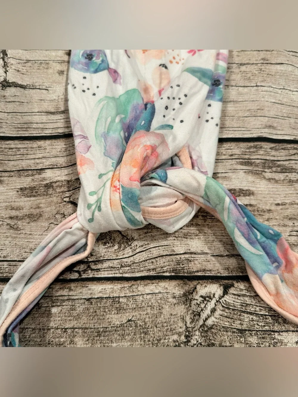 Copper Pearl Watercolor Floral Newborn Knotted Gown Pastel Multicolor Size NB